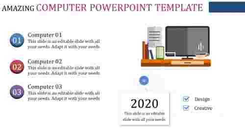 Best Computer PowerPoint Template Design With Three Node