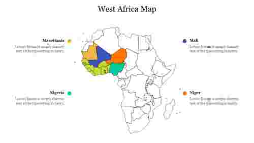 Best West Africa Map Template For PowerPoint Presentation