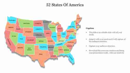 Our predesigned 52 States Of America PowerPoint Slides