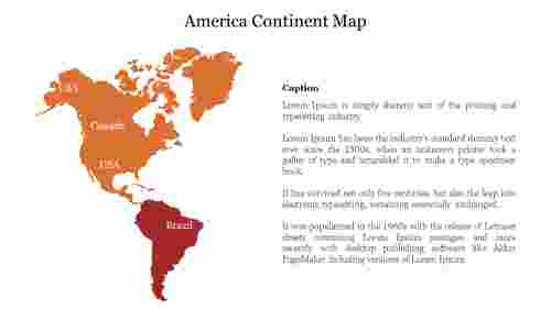 Amazing America Continent Map PowerPoint Template