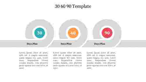 Editable 30 60 90 Template PowerPoint Slide 