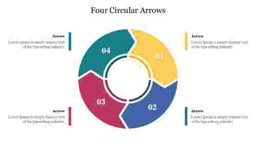 Elegant 4 Circular Arrows PPT Presentation Template