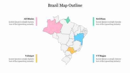 Attractive Brazil Map Outline Presentation