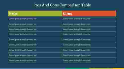 Example%20Of%20Pros%20And%20Cons%20Comparison%20Table%20PowerPoint