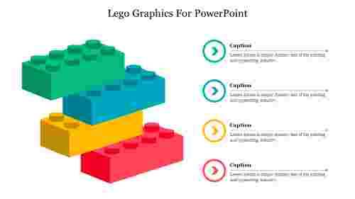 Four Lego Graphics For PowerPoint Presentation Slide