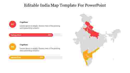 Editable India Map Template For PowerPoint Presentation