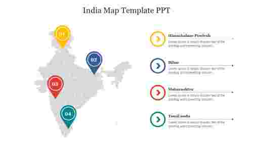 Four%20Noded%20India%20Map%20Template%20PPT%20Presentation%20Slide