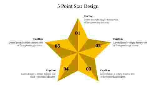 Yellow Color 5 Point Star Design PowerPoint Presentation