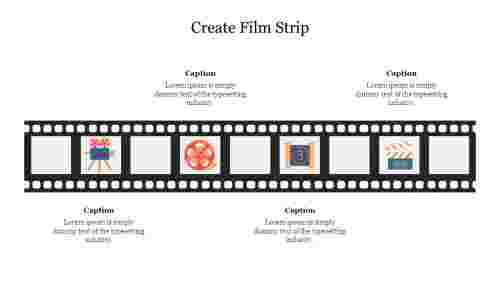 Create Film Strip PowerPoint Presentation Template Slide 