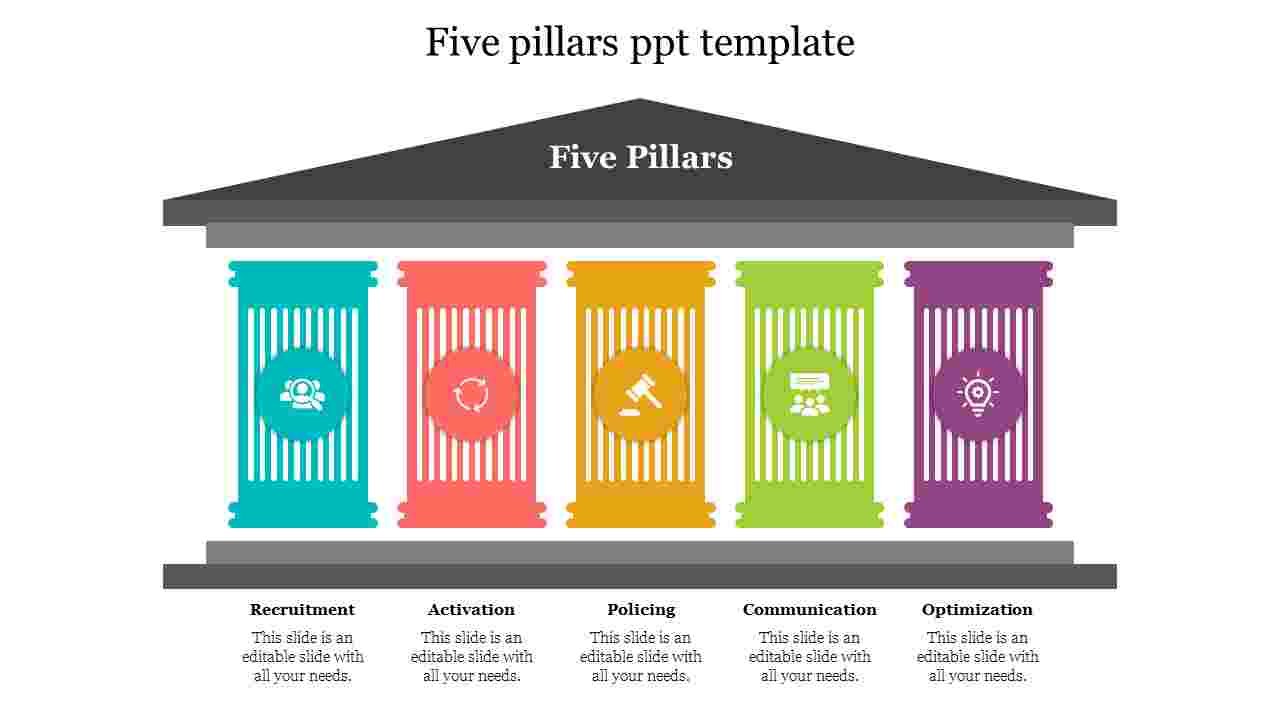 Colorful 5 Pillars PPT Template PowerPoint Presentation