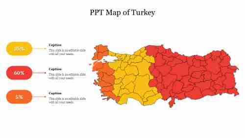 Pre - Designed  PPT Map Of Turkey 