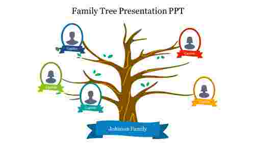 Five Node Family Tree Presentation PPT
