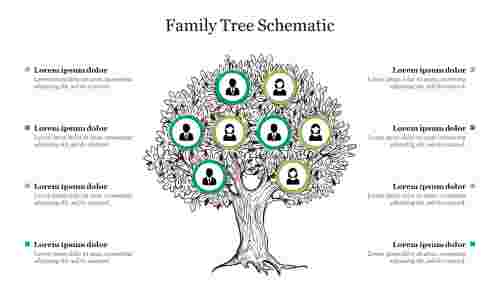 Innovative Family Tree Schematic PowerPoint Template  