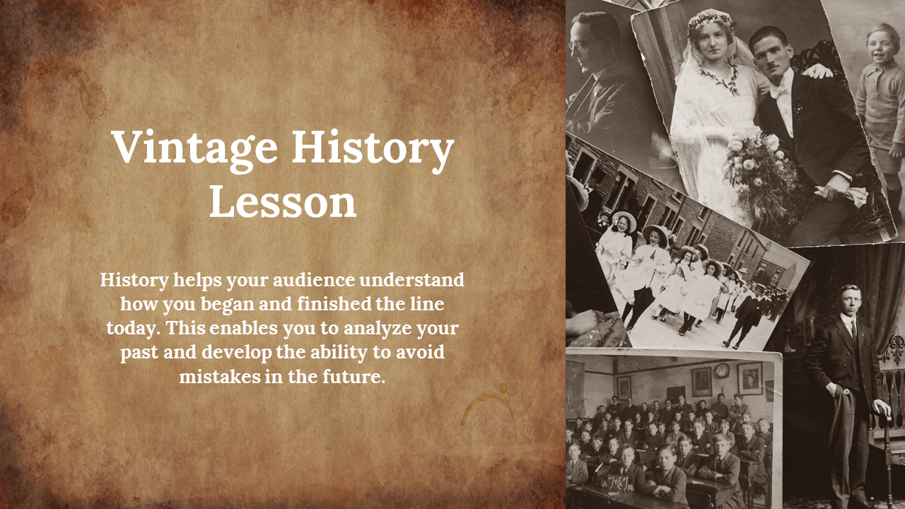 Free - Best Vintage History Lesson PowerPoint And Google Slides