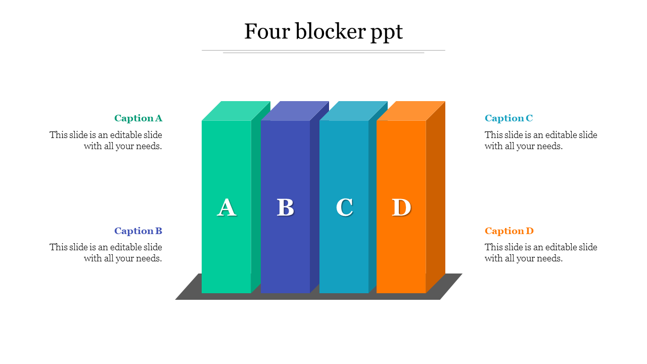Blocker PPT Template Four  Multi-color Boxes
