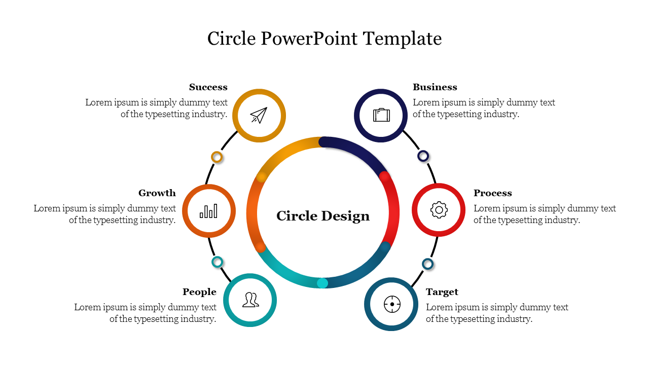 6 Noded Circle PowerPoint Template and Google Slides