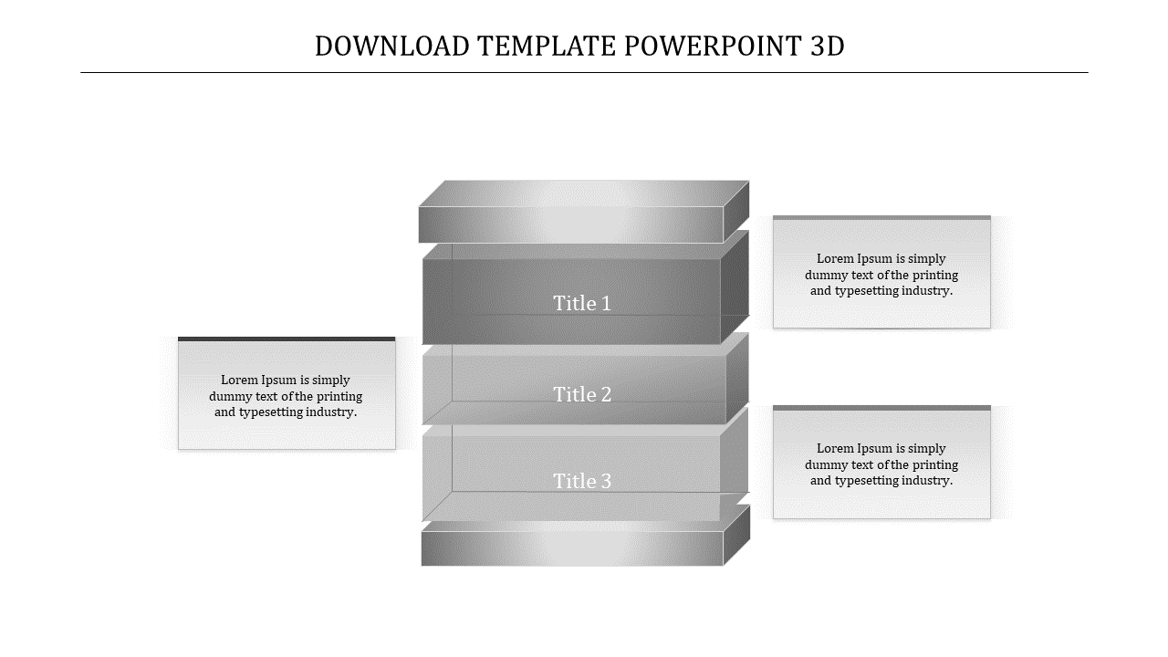 Slide with a 3D gray block diagram, featuring three labeled layers, paired with text boxes.