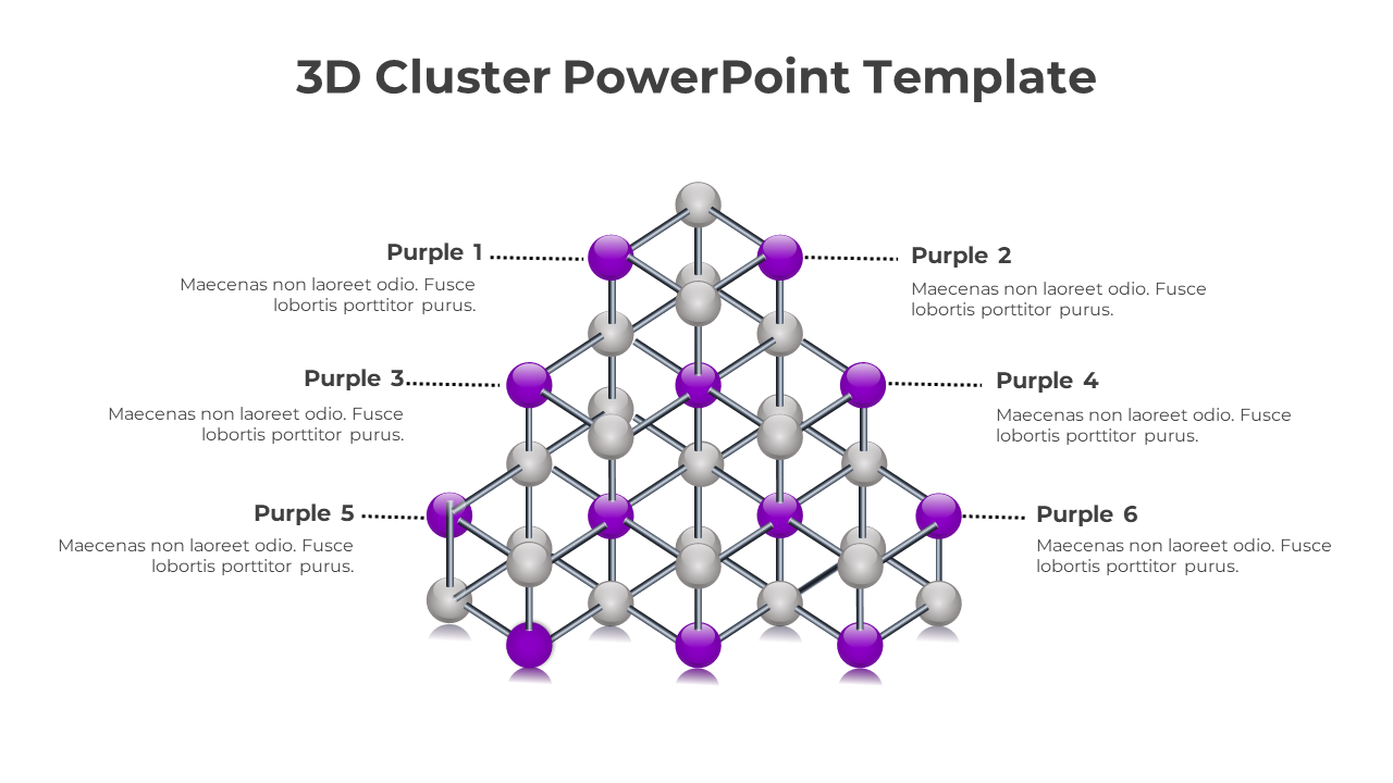 3D Cluster PowerPoint Template-Purple