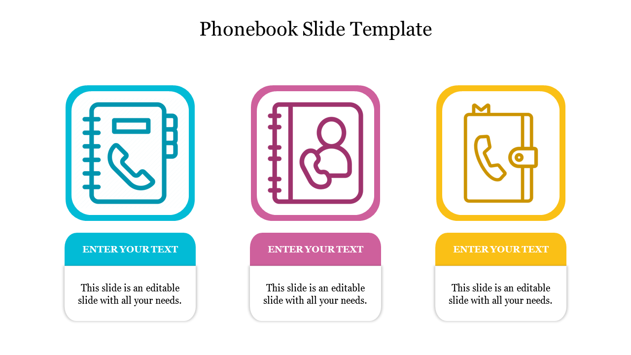 Three Element Phonebook Slide Template PPT Designs