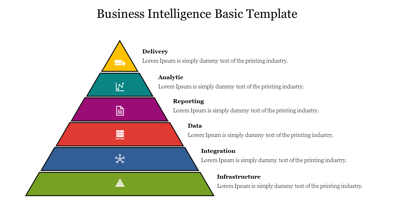 Colorful Business Intelligence Basic Template Slide