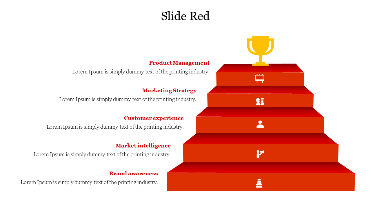 Five Stages Of Slide Red PowerPoint Presentation Design