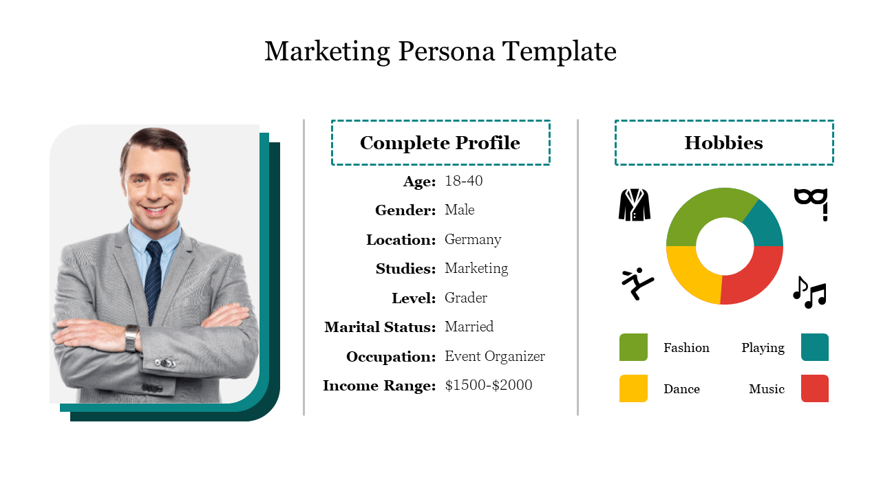 Attractive Marketing Persona Template For Presentation