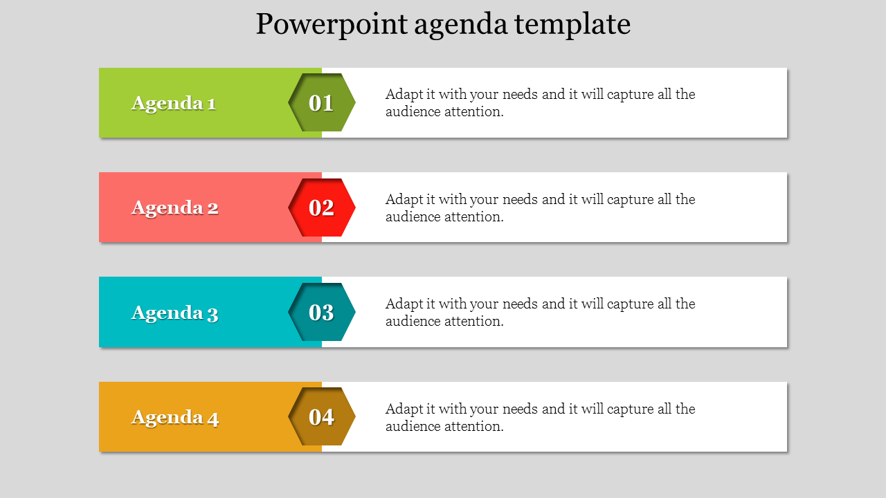 Creative Powerpoint Agenda Template - Hexagonal Model