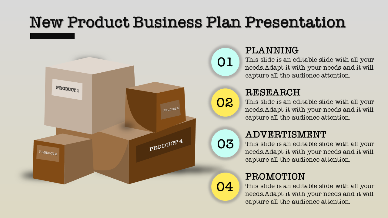 Editable New Product Business Plan PPT Slide