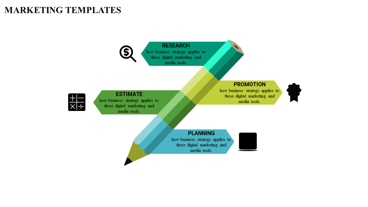 Free - 	Sales And Marketing Strategy Template Slide - Zig-Zag Model	