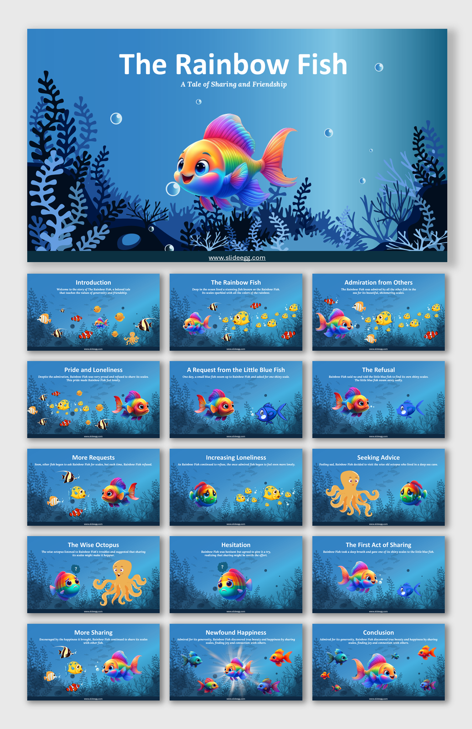 Get Our The Rainbow Fish PowerPoint And Canva Templates