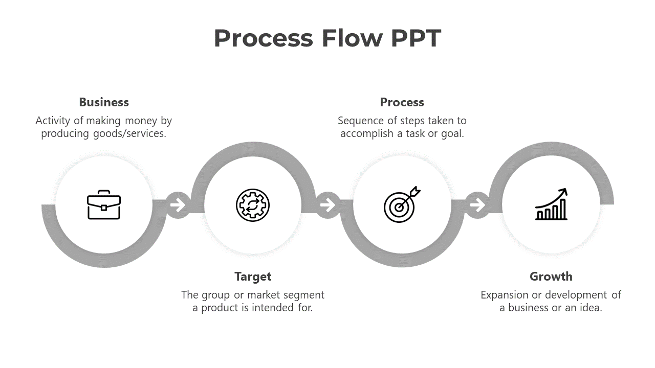 Process Flow PPT And Google Slides Template With Gray Color