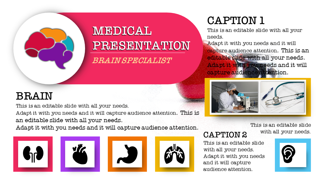 Free - Multi-Color Medical Portfolio Layout PowerPoint Slide