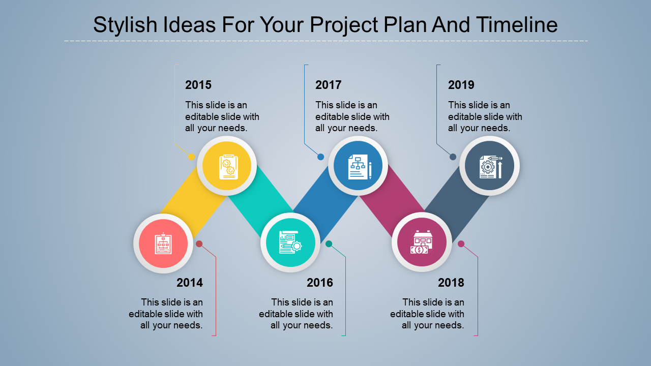 Progressive orange timeline with labeled stages from 2020 to 2024, featuring icons for Idea, Analysis, Target, and Profit.