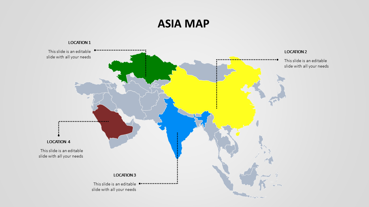 Asia Map Template For PowerPoint