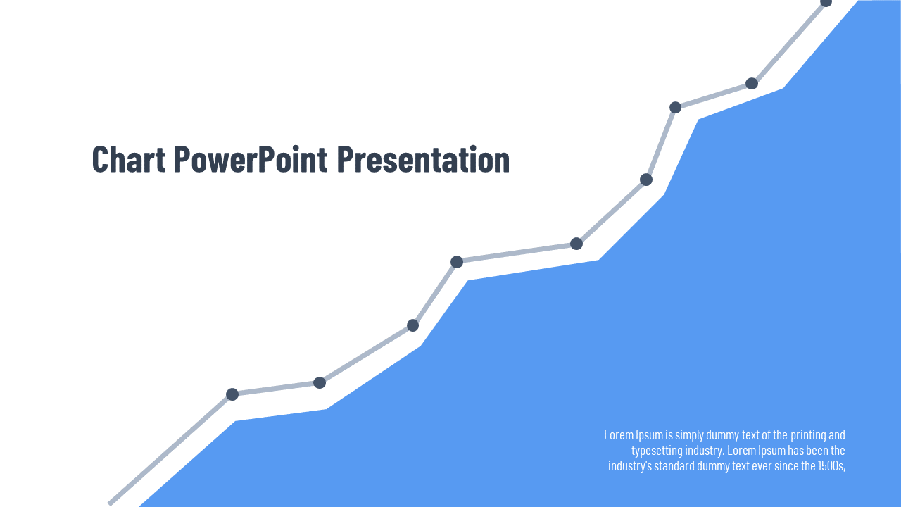PowerPoint slide featuring a line chart with points plotted over a blue background and a title.