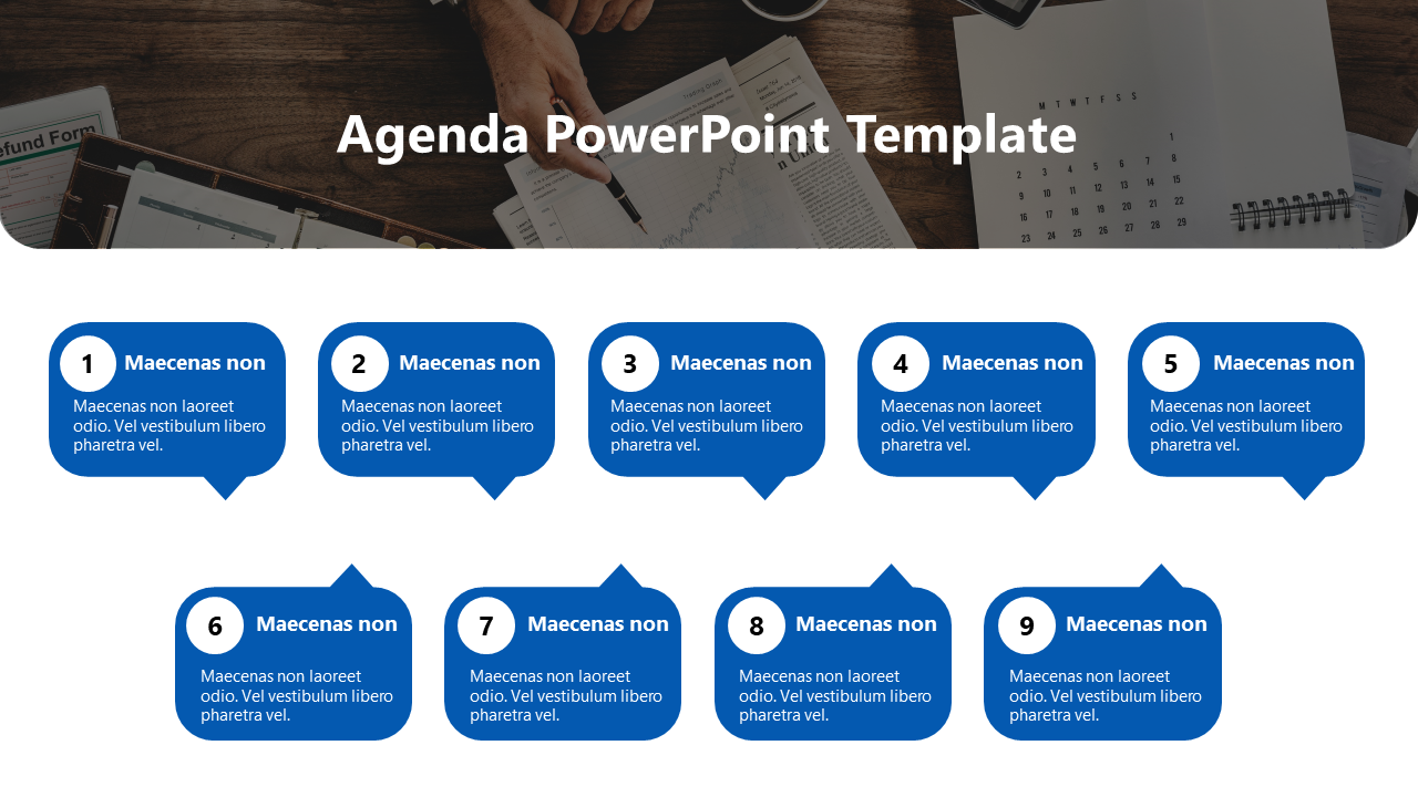 PowerPoint Presentation Agenda Slide-9-Blue
