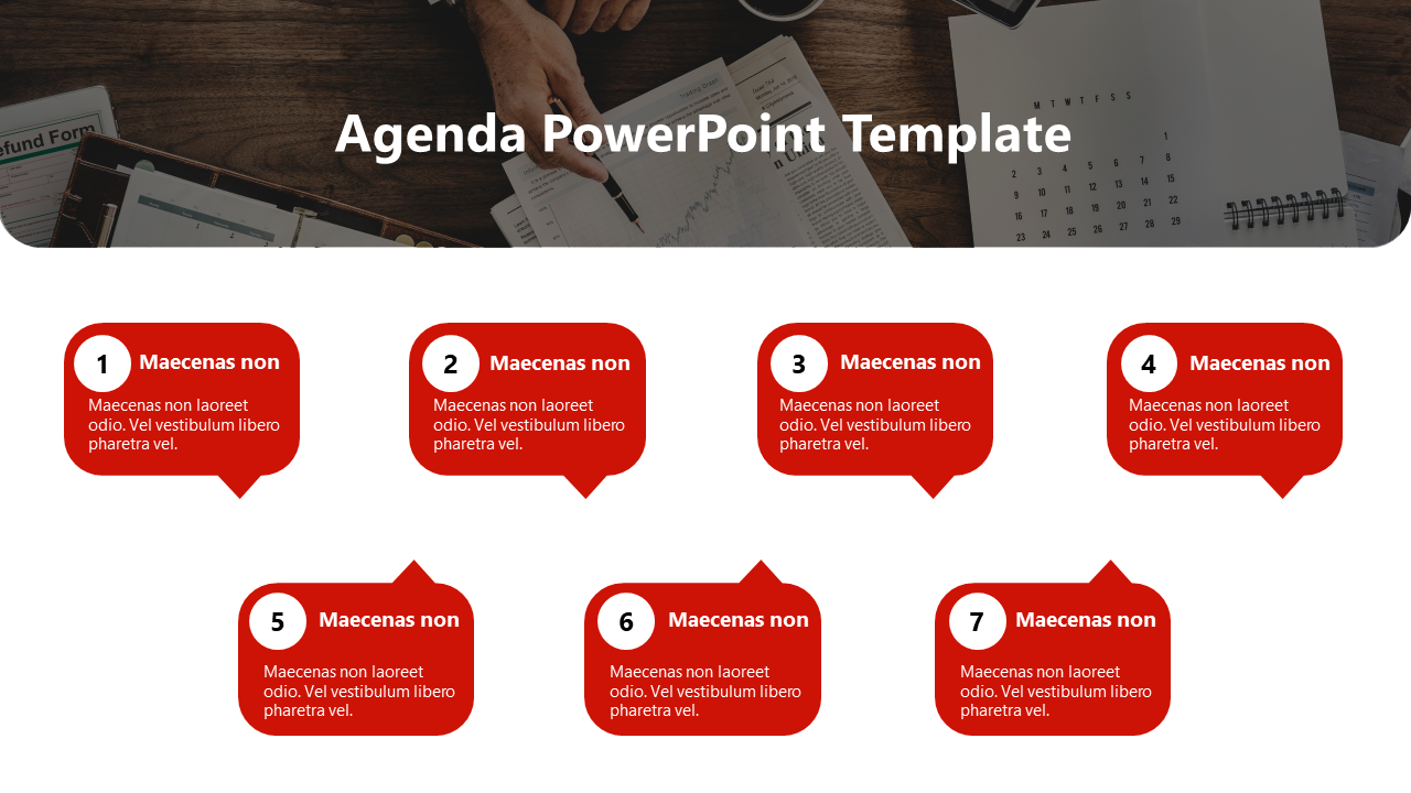 Template For Agenda In PPT-7-Red