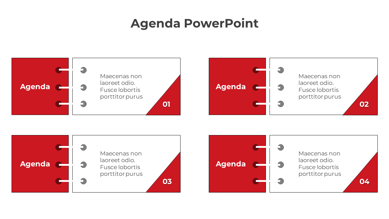 Red Color Agenda PowerPoint And Google Slides Template