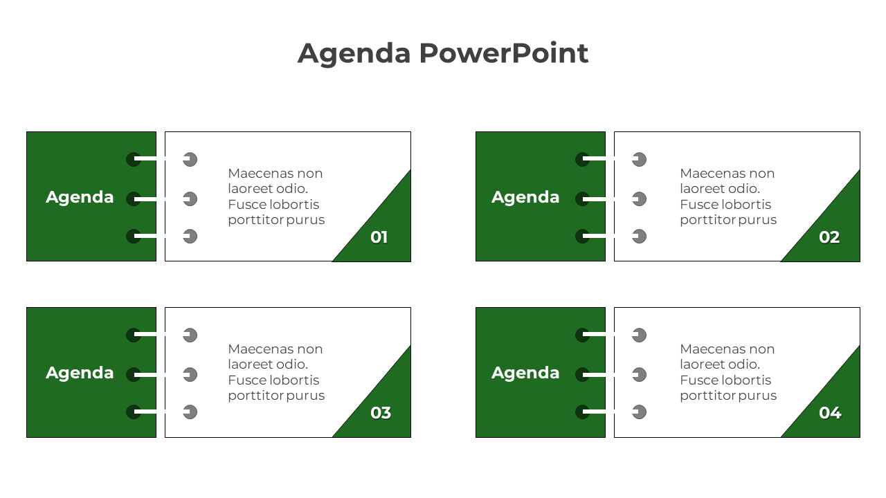 Green Color Agenda PowerPoint And Google Slides Template