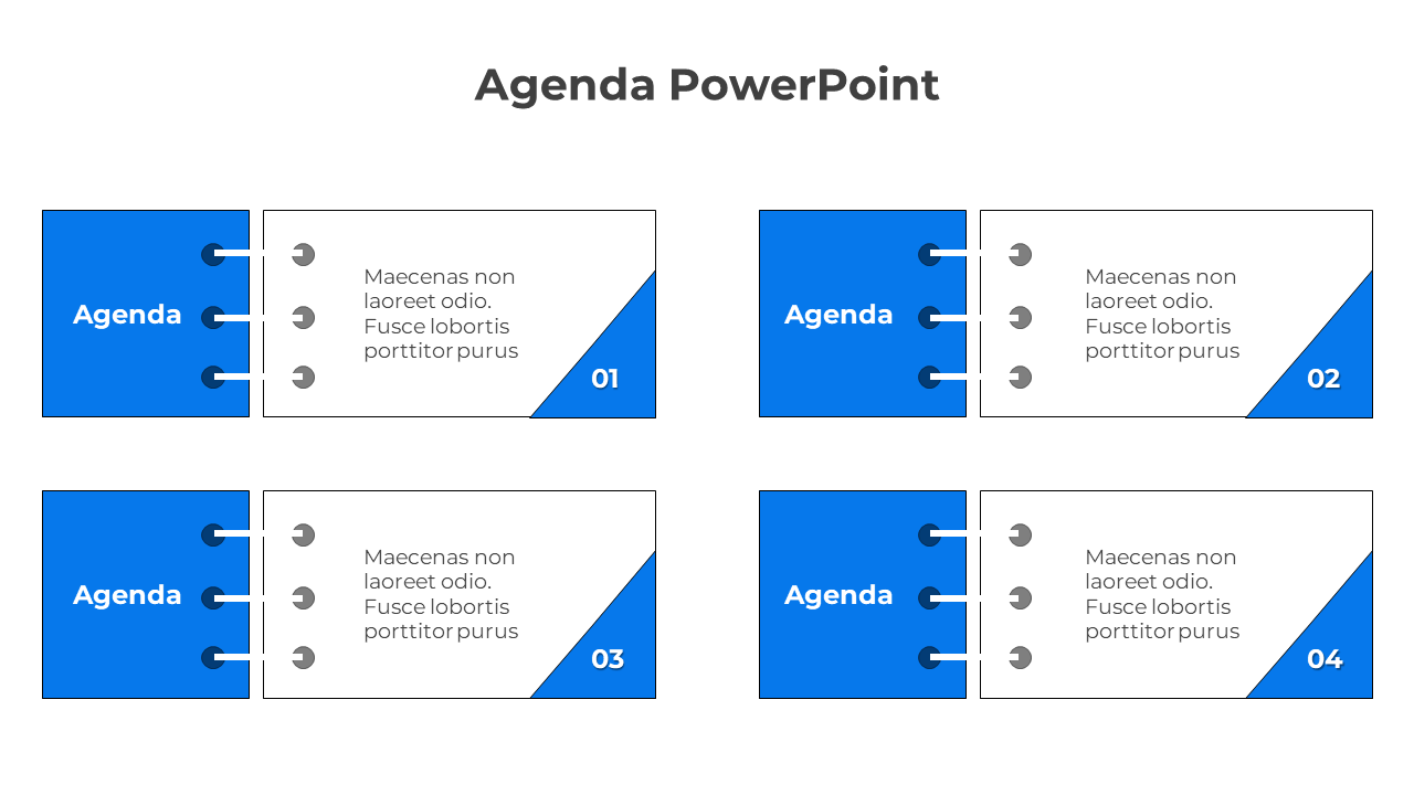 Innovative Blue Color Agenda PowerPoint And Google Slides