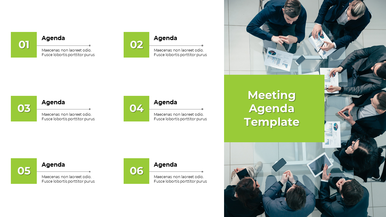 Astounding Meeting Agenda PPT Template And Google Slides