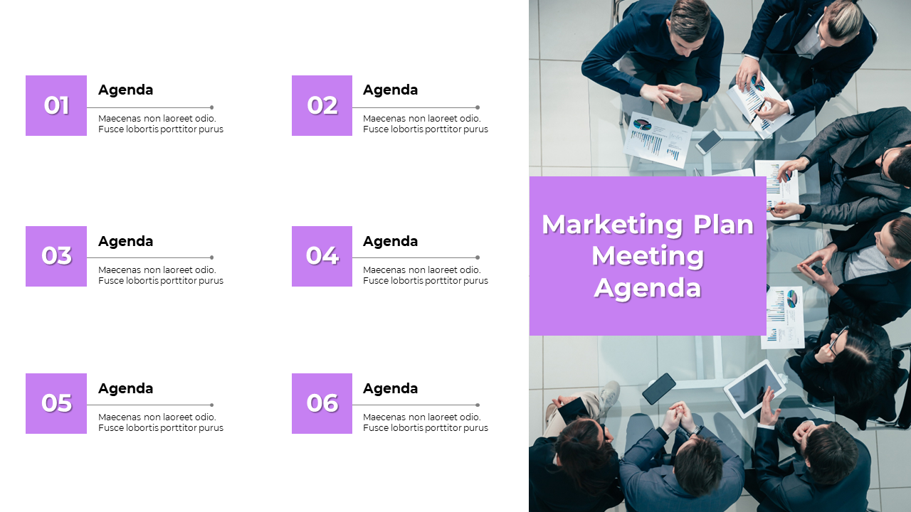 Sample Agenda For Marketing Plan Meeting-Purple