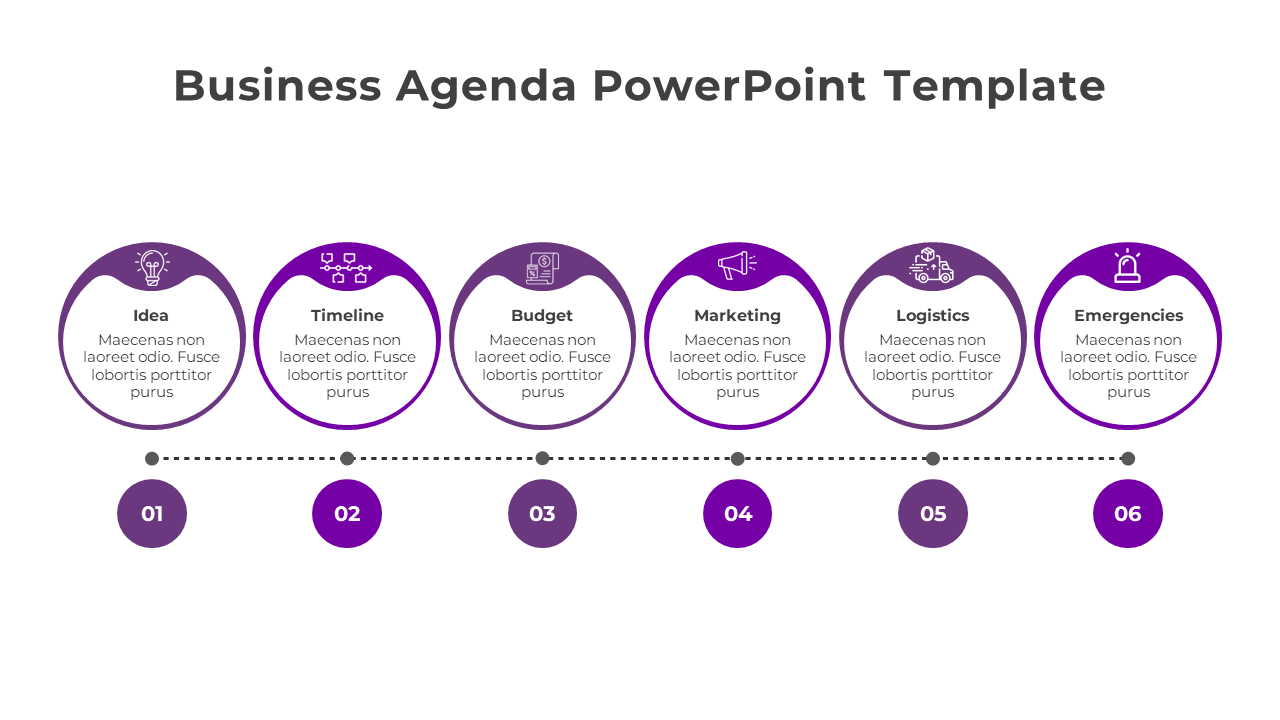PowerPoint Business Agenda Template-Purple