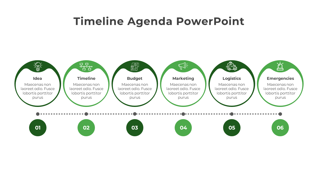 Attractive Timeline Agenda PowerPoint And Google Slides