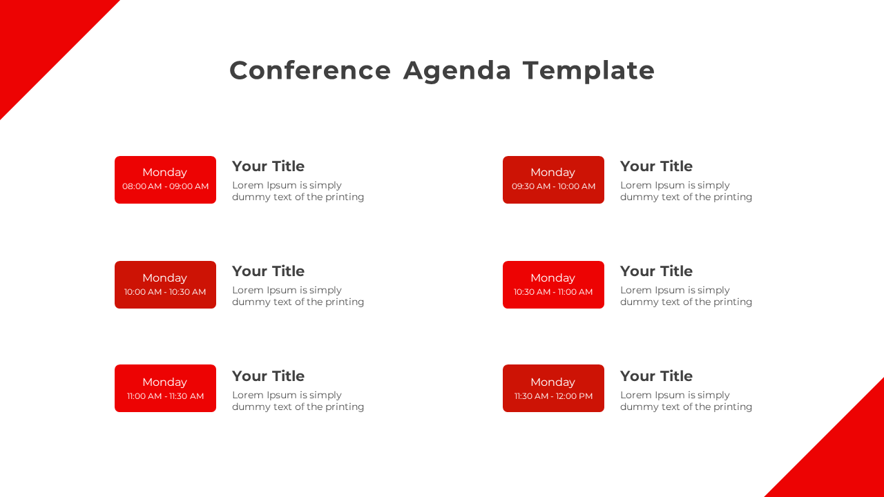 Attractive Conference Agenda PPT And Google Slides Template