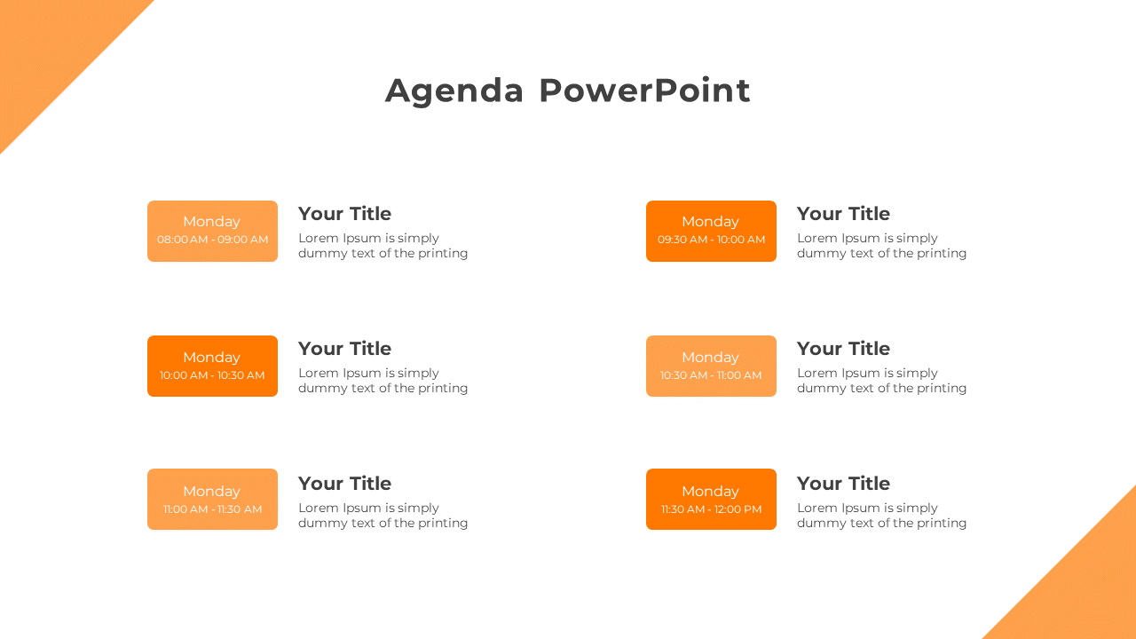PowerPoint Agenda Slide Ideas-6-Orange