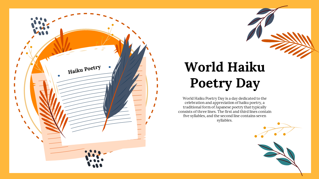 Easy To Editable World Haiku Poetry Day PowerPoint Template