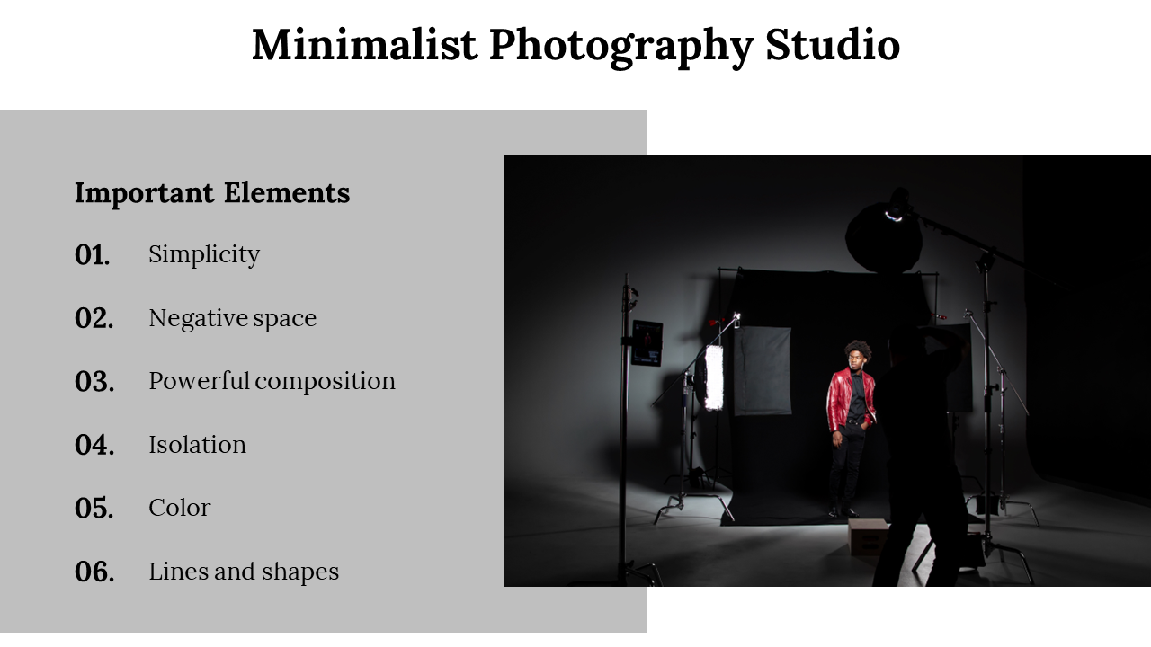 Amazing Minimalist Photography Studio PPT And Google Slides