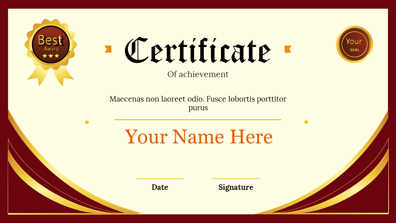 Innovative Award Certificate PPT And Google Slides Template