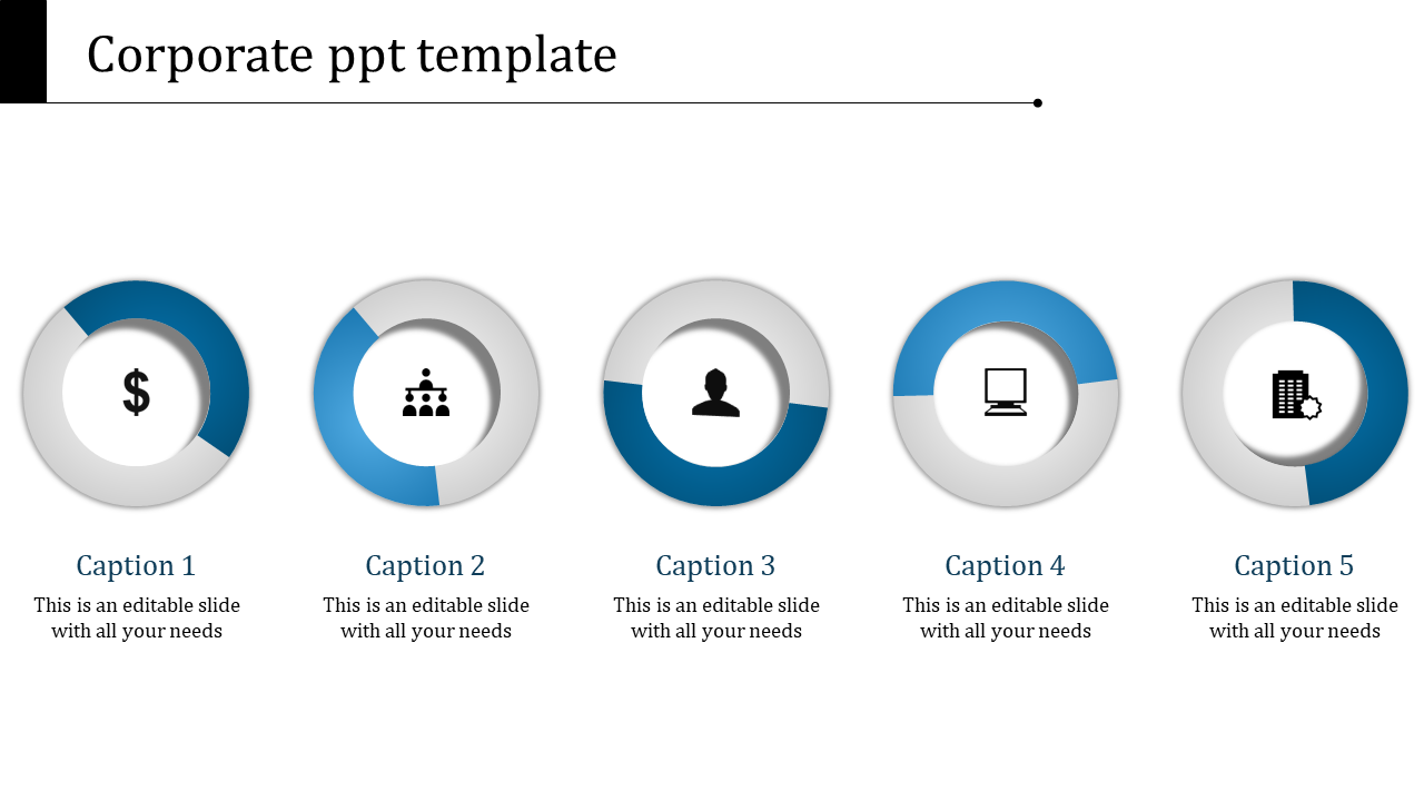A Five Noded Corporate PPT Templates